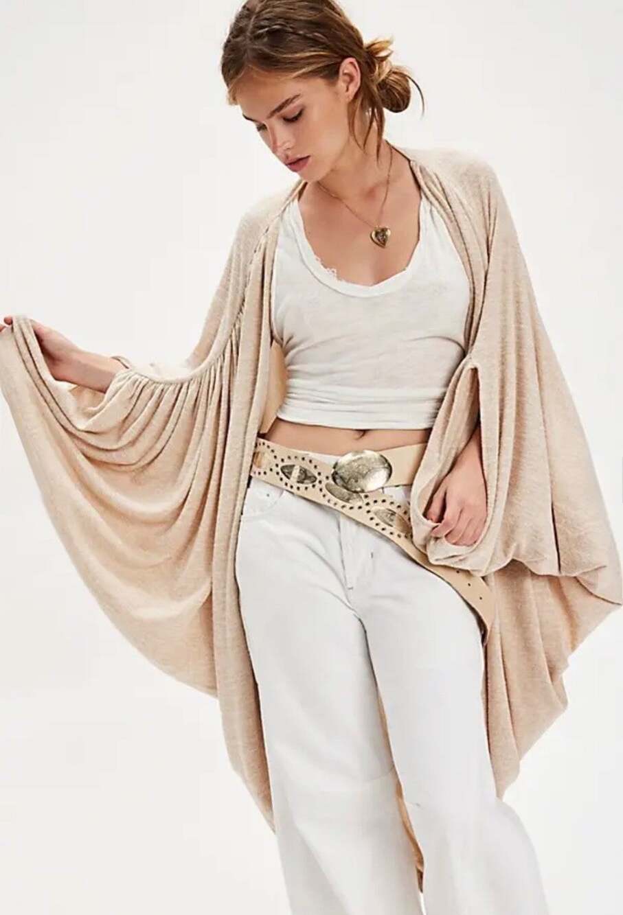 Free People Oversized Bohemian Cocoon Dolman Sleeved Duster, One Size